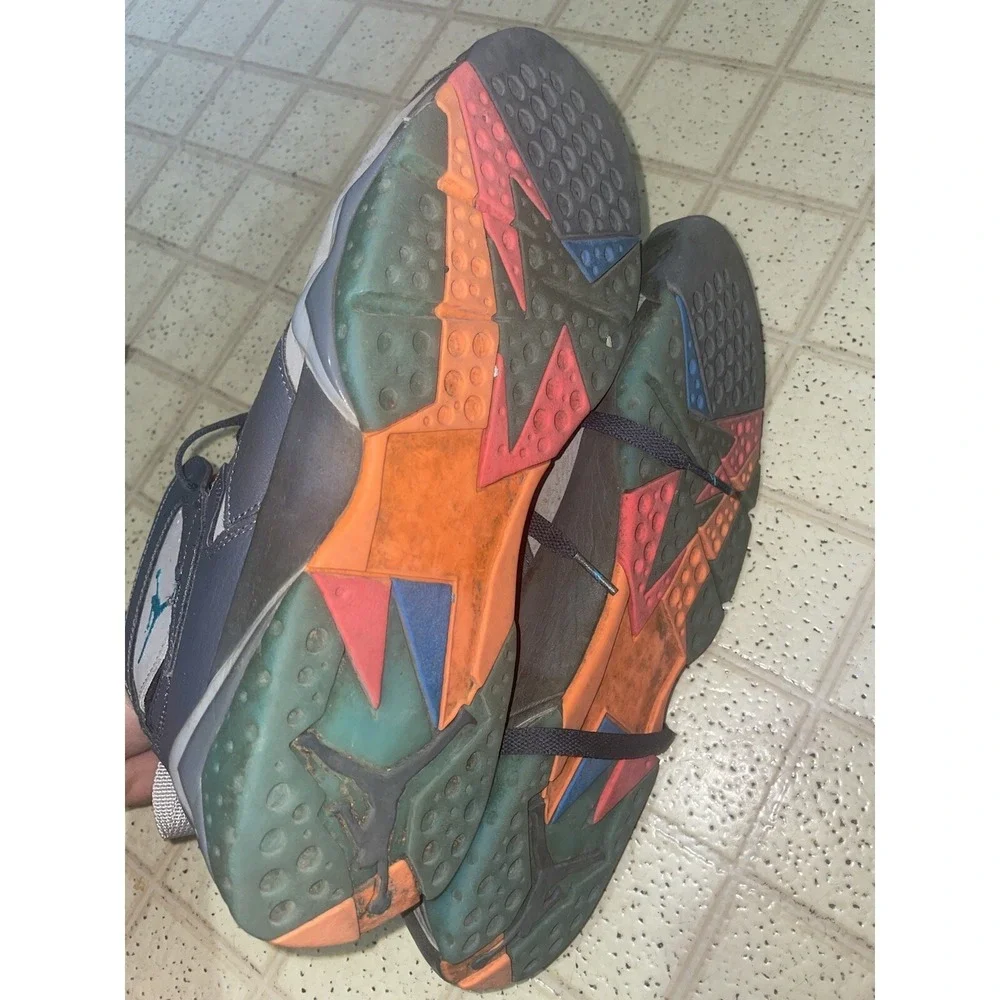 Jordan 7 Retro Barcelona Days Wolf‎ Grey Orange Blue - Size 10.5 - 304775-016